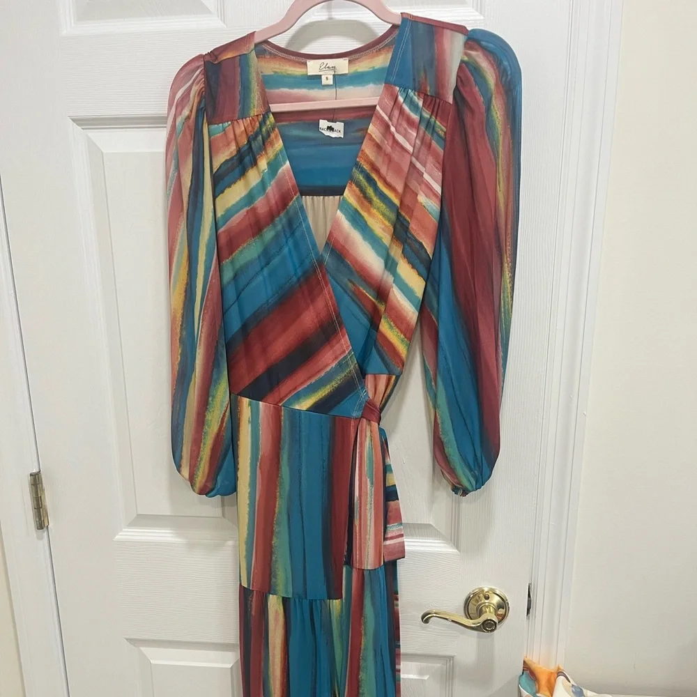 Elan Vibrant Striped wrap dress - Picture 1 of 3